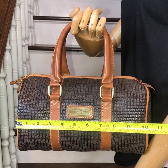 TED LAPIDUS Paris Logo Embossed Vinyl Leather Top Handle Accent Boston Tote - Picture 14 of 17